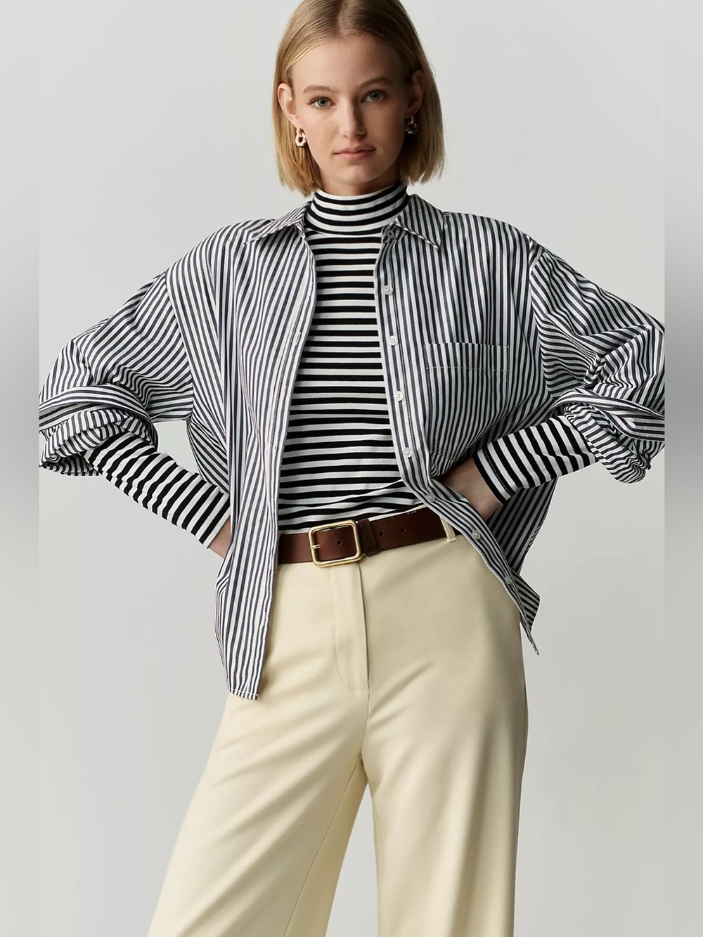 Anthropologie Sz Lg Maeve Bennet 100% Cotton Buttondown Shirt
